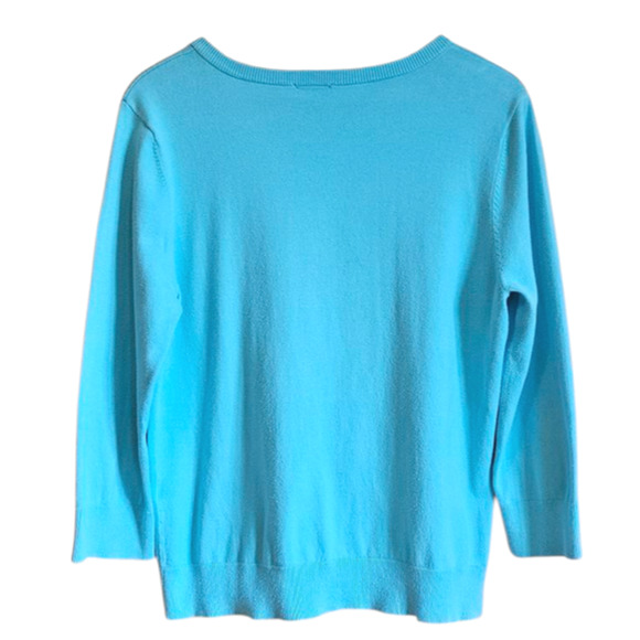 Talbots Cartigan Sweater Button Down Cotton Turquoise Women's Large - Picture 6 of 6